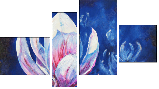 Magnolia acrylic painted - Four-piece canvas print, Fortyk