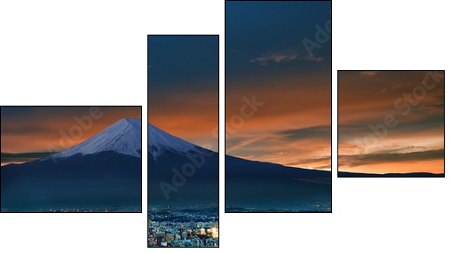 Surreal view of Yokohama city and Mt. Fuji - Four-piece canvas print, Fortyk