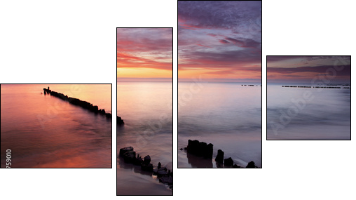 Sunrise on ocean - baltic - Four-piece canvas print, Fortyk