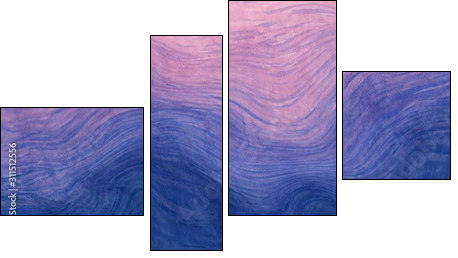 Abstract paint purple and blue with wavy brush stroke lines texture for backgrounds. - Four-piece canvas print, Fortyk