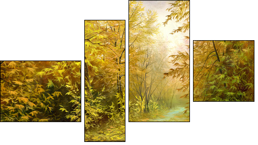 Road to autumn wood - Four-piece canvas print, Fortyk