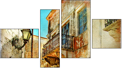 pictorial old streets of Greece - Four-piece canvas print, Fortyk