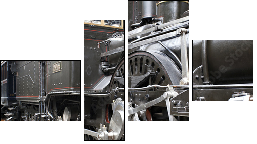 Detail of old steam locomotive - Four-piece canvas print, Fortyk