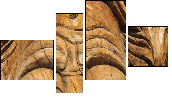 Face carved into an olive tree trunk in Matala - Four-piece canvas print, Fortyk