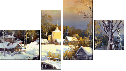 Rural landscape, oil on a canvas - Four-piece canvas print, Fortyk