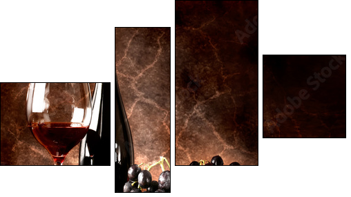 Vino rosso con grappolo di uva nera - Four-piece canvas print, Fortyk