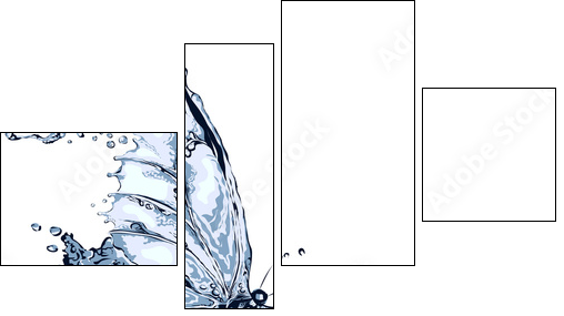 Water splash butterfly 2 - Four-piece canvas print, Fortyk