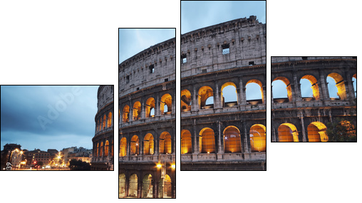 Coliseum at night. Rome - Italy - Four-piece canvas print, Fortyk
