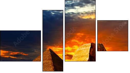 Great Sphinx and the Pyramids at sunset - Four-piece canvas print, Fortyk