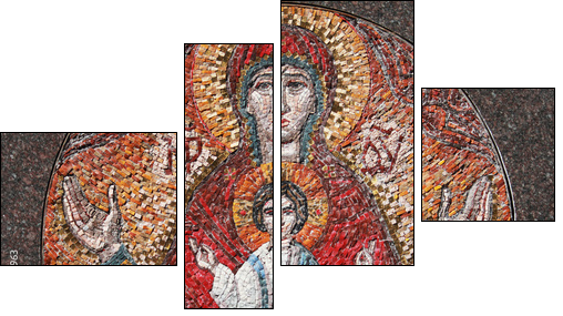 art mosaics icon of Virgin Mary and Jesus Christ - Four-piece canvas print, Fortyk