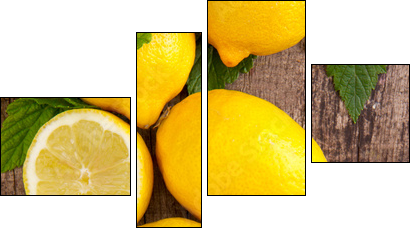 Fresh lemons, upper view - Four-piece canvas print, Fortyk