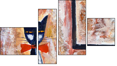 Chat norie avec un vase - Four-piece canvas print, Fortyk