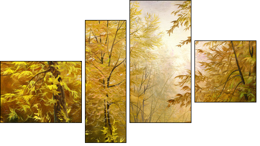 beautiful autumn landscape, canvas, oil - Four-piece canvas print, Fortyk