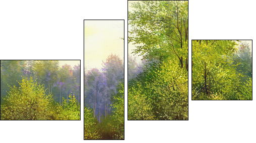 beautiful summer landscape, canvas, oil - Four-piece canvas print, Fortyk