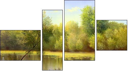 autumn landscape, canvas, oil - Four-piece canvas print, Fortyk