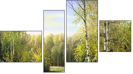 autumn landscape, canvas, oil - Four-piece canvas print, Fortyk