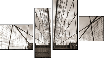 Brooklyn Bridge in New York City. Sepia tone. - Four-piece canvas print, Fortyk