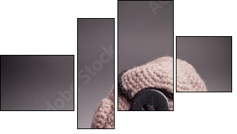 French bulldog puppy, in knit pilot helmet - Four-piece canvas print, Fortyk