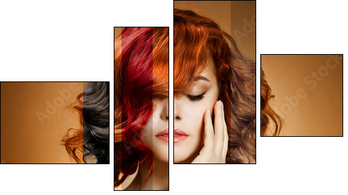 Beauty Portrait. Concept Coloring Hair - Four-piece canvas print, Fortyk