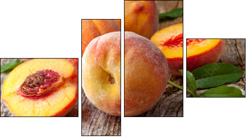 fresh peaches on wood  background - Four-piece canvas print, Fortyk