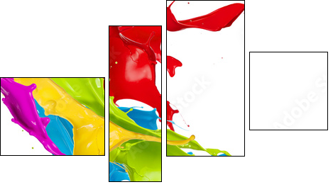 Colored splashes in abstract shape, isolated on white background - Four-piece canvas print, Fortyk