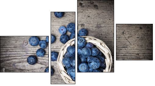 fresh blueberries on an old table - still life - Four-piece canvas print, Fortyk