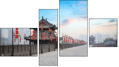 xian ancient city wall at dusk - Four-piece canvas print, Fortyk