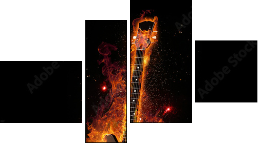 E Gitarre unter Feuer - Four-piece canvas print, Fortyk