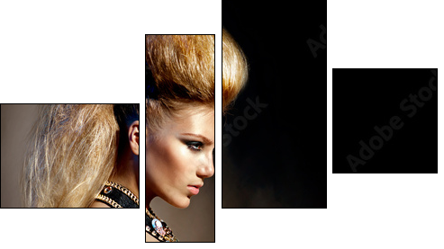 Fashion Rocker Style Model Girl Portrait. Hairstyle - Four-piece canvas print, Fortyk