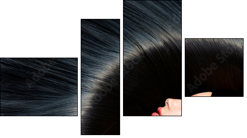 Healthy Long Black Hair. Beauty Brunette Woman - Four-piece canvas print, Fortyk