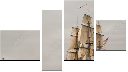 Vintage Frigate sailing into a fog bank - Four-piece canvas print, Fortyk