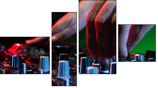 DJ at work. Close-up of DJ hands making music - Four-piece canvas print, Fortyk