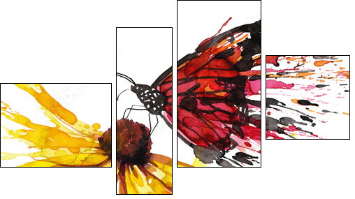 Butterfly on the flower - Four-piece canvas print, Fortyk