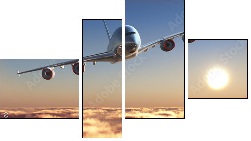 Passenger plane - Four-piece canvas print, Fortyk