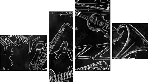 Jazz instruments music background - Four-piece canvas print, Fortyk