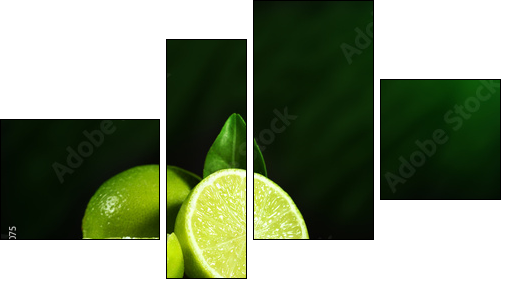 Fresh limes with leaves - Four-piece canvas print, Fortyk
