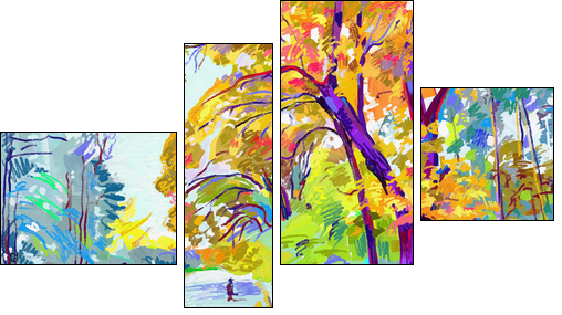 original digital painting of autumn landscape, vector version, a - Four-piece canvas print, Fortyk