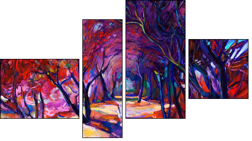 Path in the forest - Four-piece canvas print, Fortyk