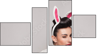 playful bunny girl winking and tongue out. pinup style - Four-piece canvas print, Fortyk