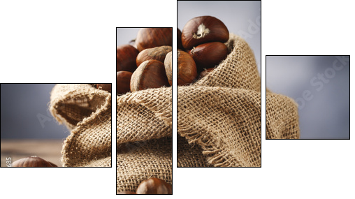 chestnuts in jute - Four-piece canvas print, Fortyk