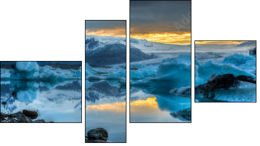Jokulsarlon Lake & Icebergs during sunset, Iceland - Four-piece canvas print, Fortyk