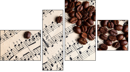 Music and coffe beans - Four-piece canvas print, Fortyk