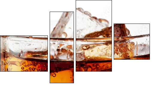 Fragment of glass cola with ice - Four-piece canvas print, Fortyk
