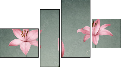 Three pink lily - Four-piece canvas print, Fortyk