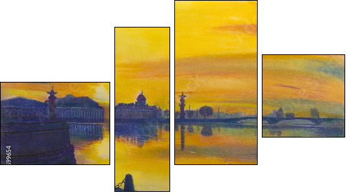 Sunset over the city - Four-piece canvas print, Fortyk