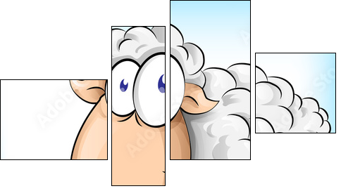 sheep cartoon on  background - Four-piece canvas print, Fortyk