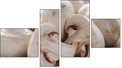 fresh white champignon on wood table - Four-piece canvas print, Fortyk