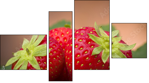 Fresh Strawberry close up on the wood - Four-piece canvas print, Fortyk