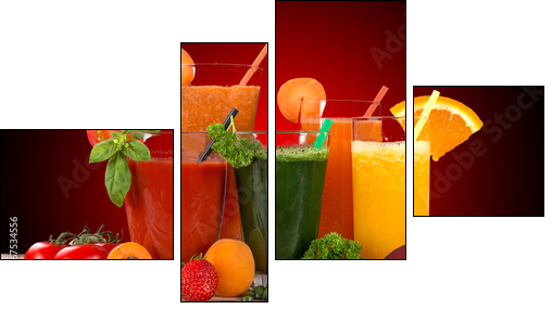 Fresh fruit juice, healthy drinks. - Four-piece canvas print, Fortyk