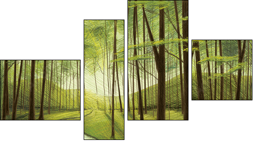 Dark green Forest - Four-piece canvas print, Fortyk